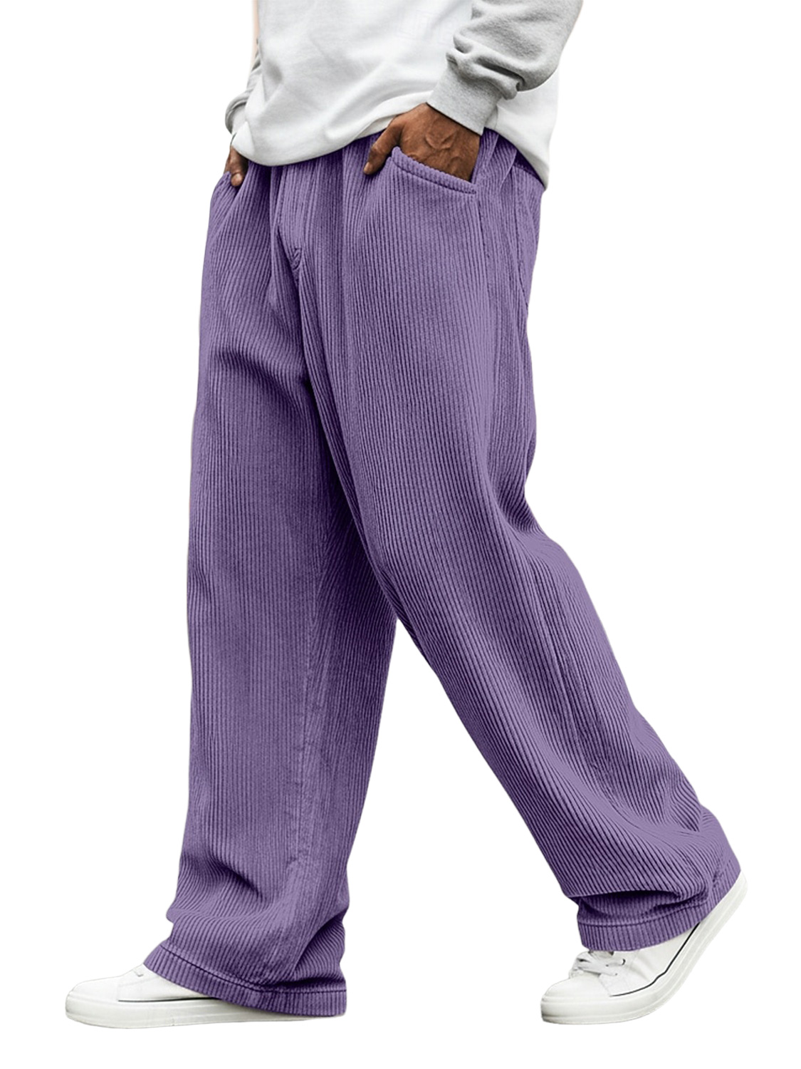 Men's Corduroy Solid Color Casual Loose-fitting Trousers