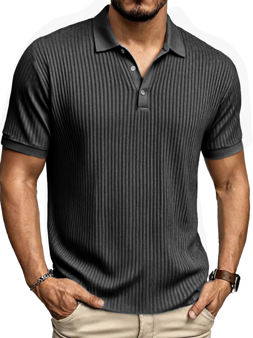 Men's Fashion Daily Striped Fabric Pocket Lapel Polo Shirt