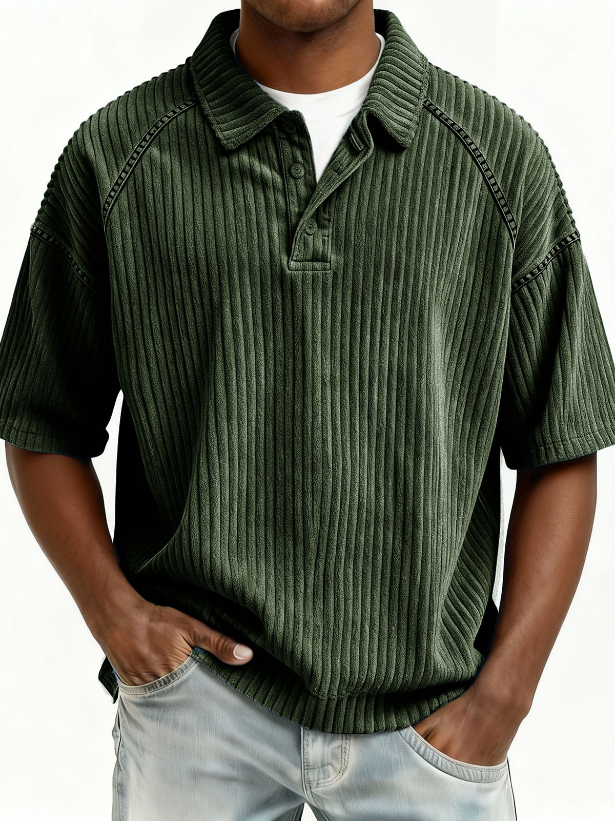 Stylish Casual Loose Lapel Pocket Short-sleeved Polo Shirt