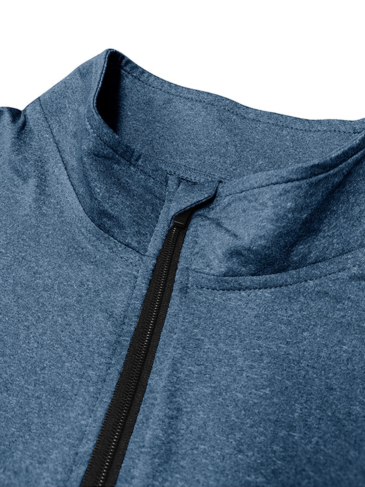 Men's Casual Stand Collar Zipper Quick-drying Solid Color Short-sleeved T-shirt