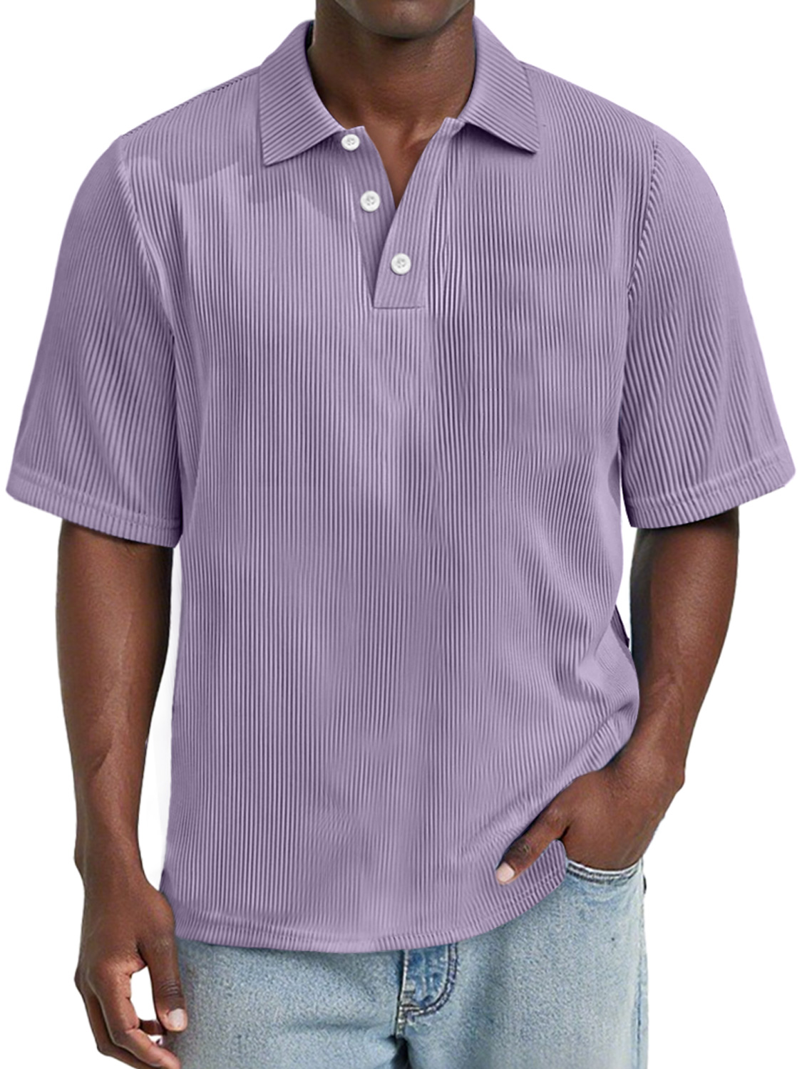 Men's Daily Rip Texture Casual Lapel Button Short-sleeved Polo Shirt