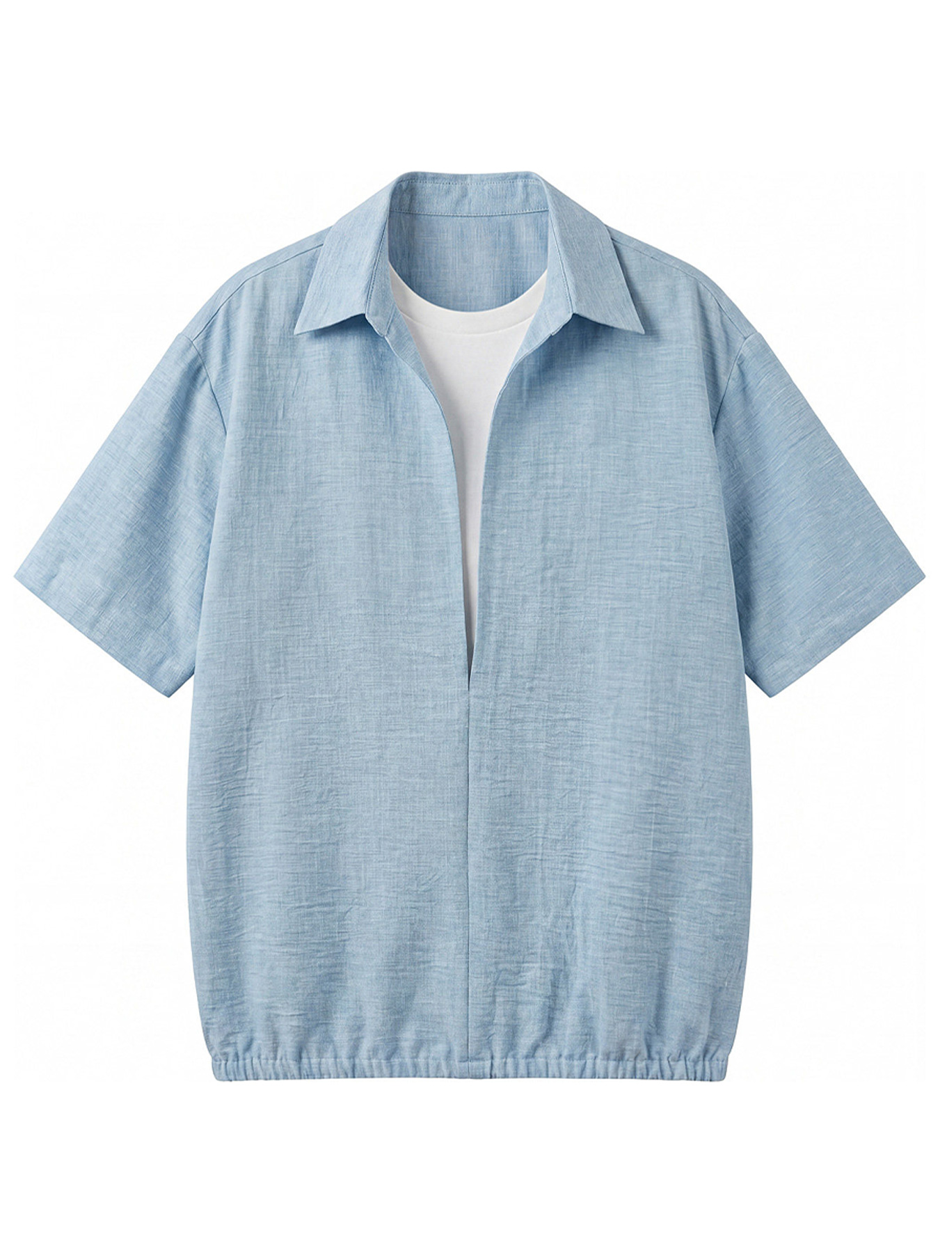 Men's Linen-style Collared Faux Two-piece Casual Comfortable Short-sleeved Polo Shirt