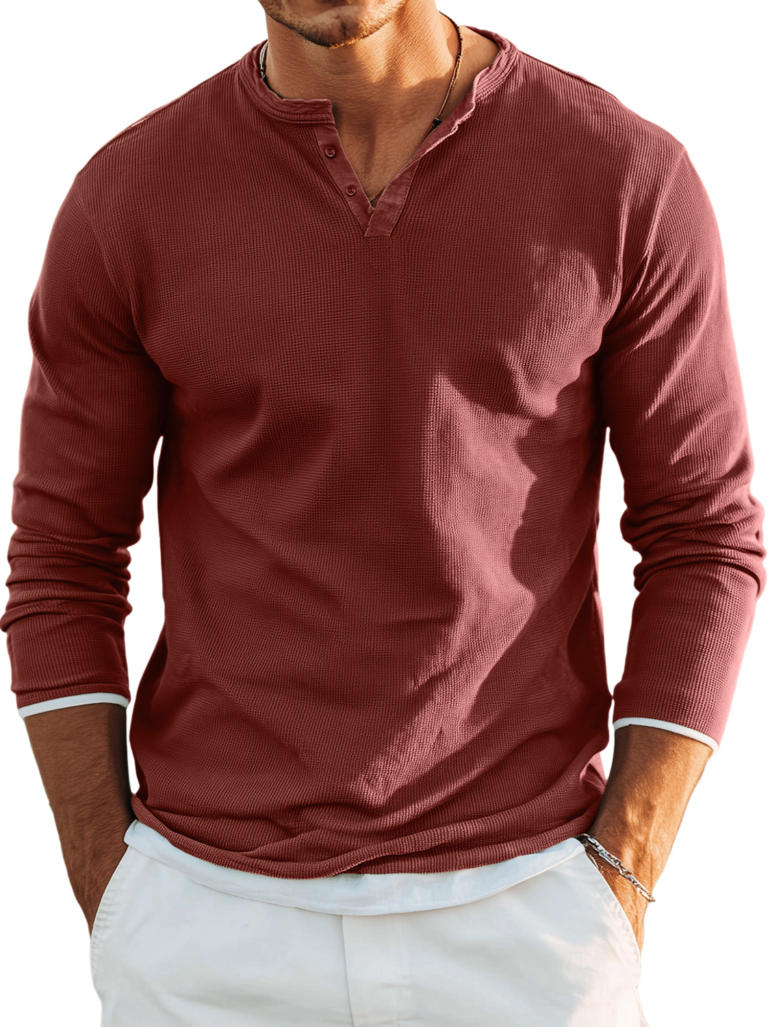 Men's Retro Casual Button Up Comfortable Solid Color Short Sleeve Henley Shirt