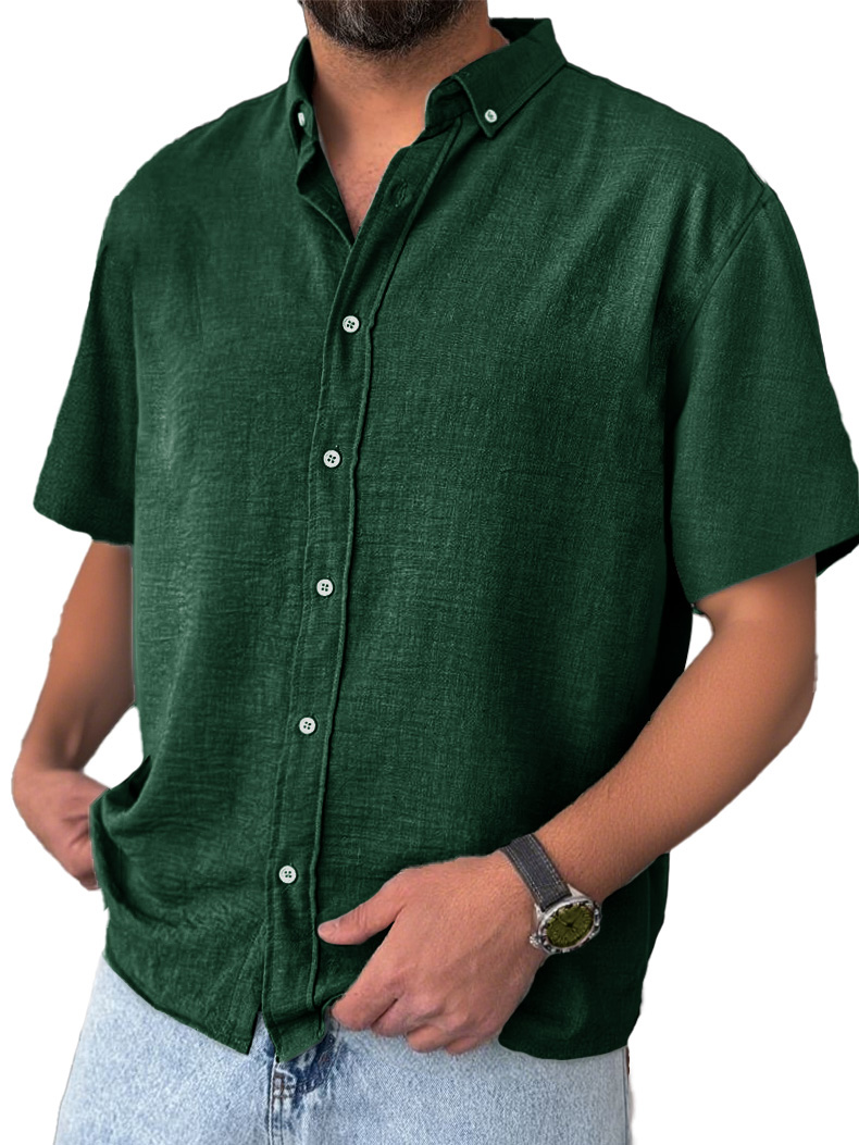 Men's Stylish And Comfortable Everyday Texture Fabric Short-sleeved Lapel Shirt