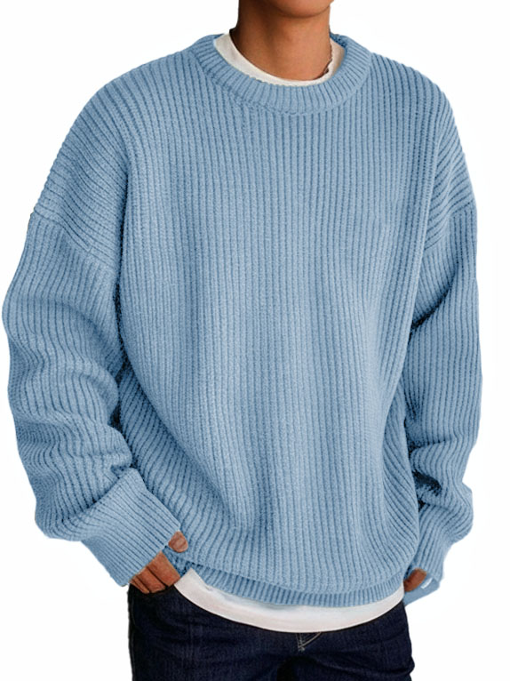 Men's Fashionable Casual Loose Round Collar Long-sleeve Sweater
