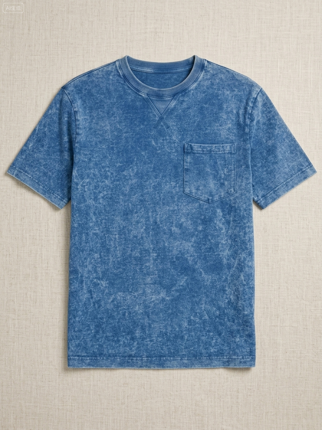 Men's Retro Cross-Strip Design Casual Crew Neck Pocket Short-Sleeve T-Shirt