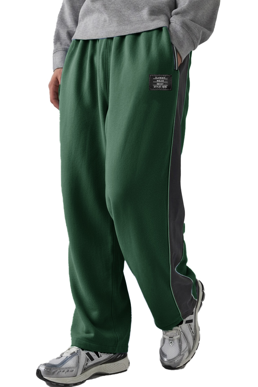 Men's Fashion Sporty Patchwork Logo Loose Drawstring Trousers