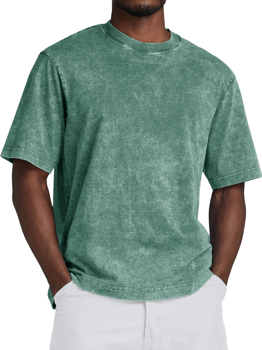 Men's Fashion Retro Washed Distressed Cotton Short-sleeved T-shirt