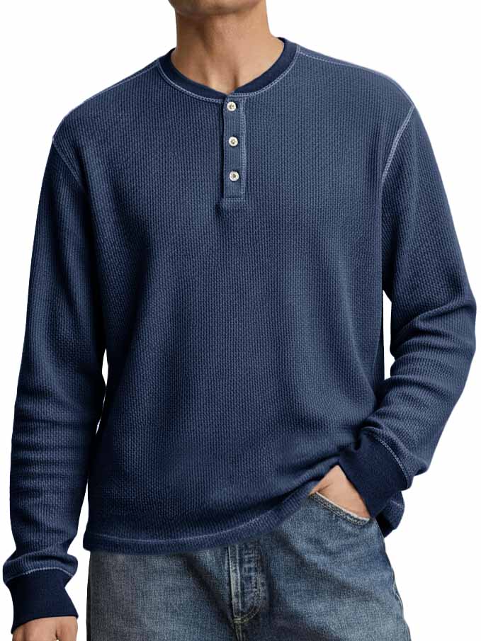 Men's Stylish Casual Long-sleeved Henley Shirt