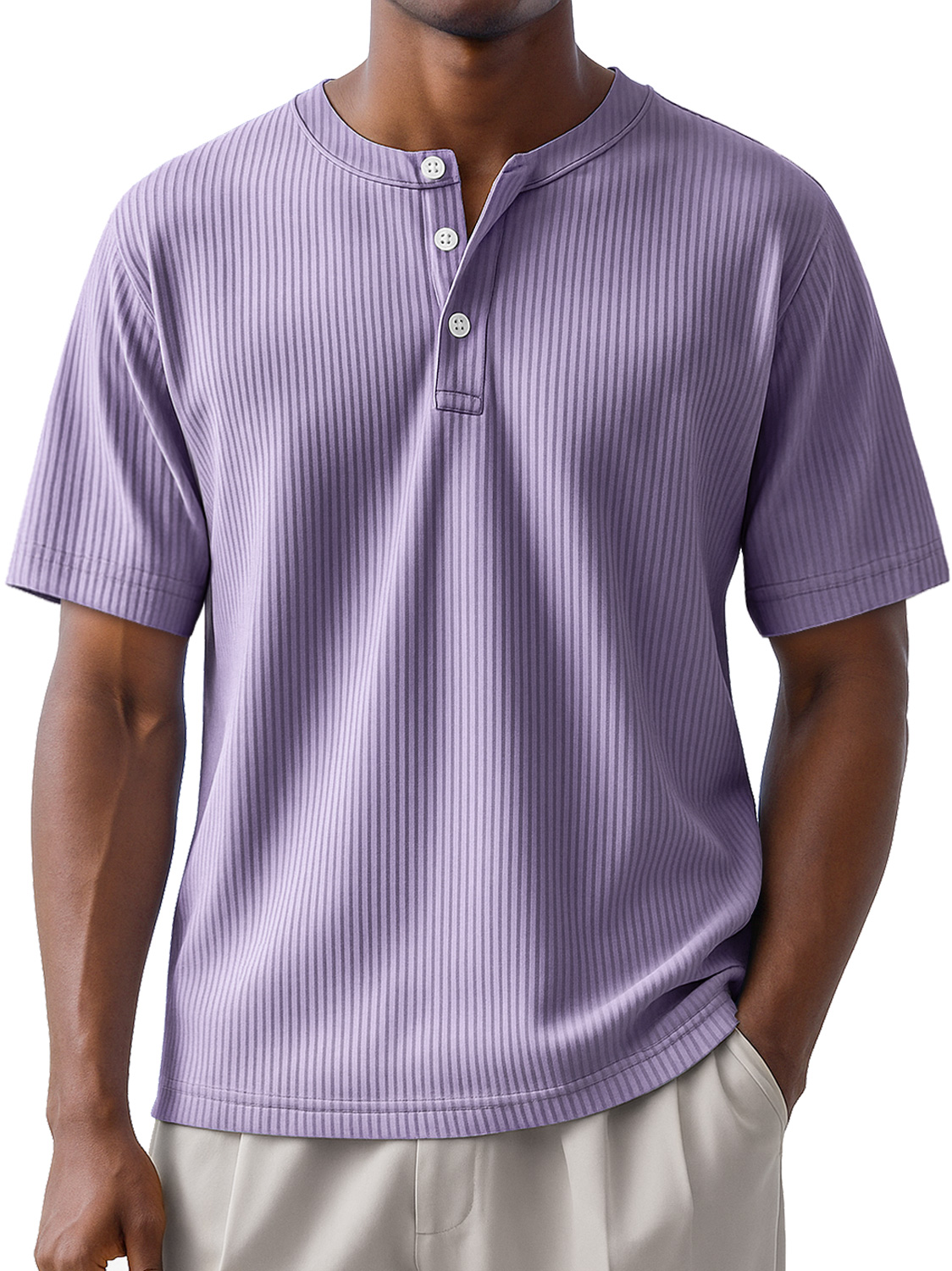 Men's Daily Striped Casual Short Sleeve Henley Shirt