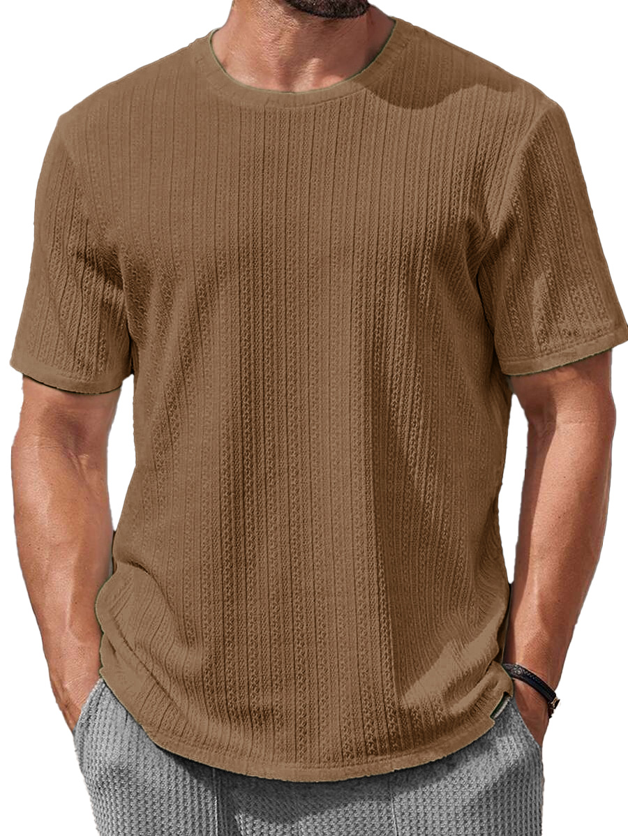 Men's Fashion Casual Jacquard Round Neck Short-sleeved T-shirt