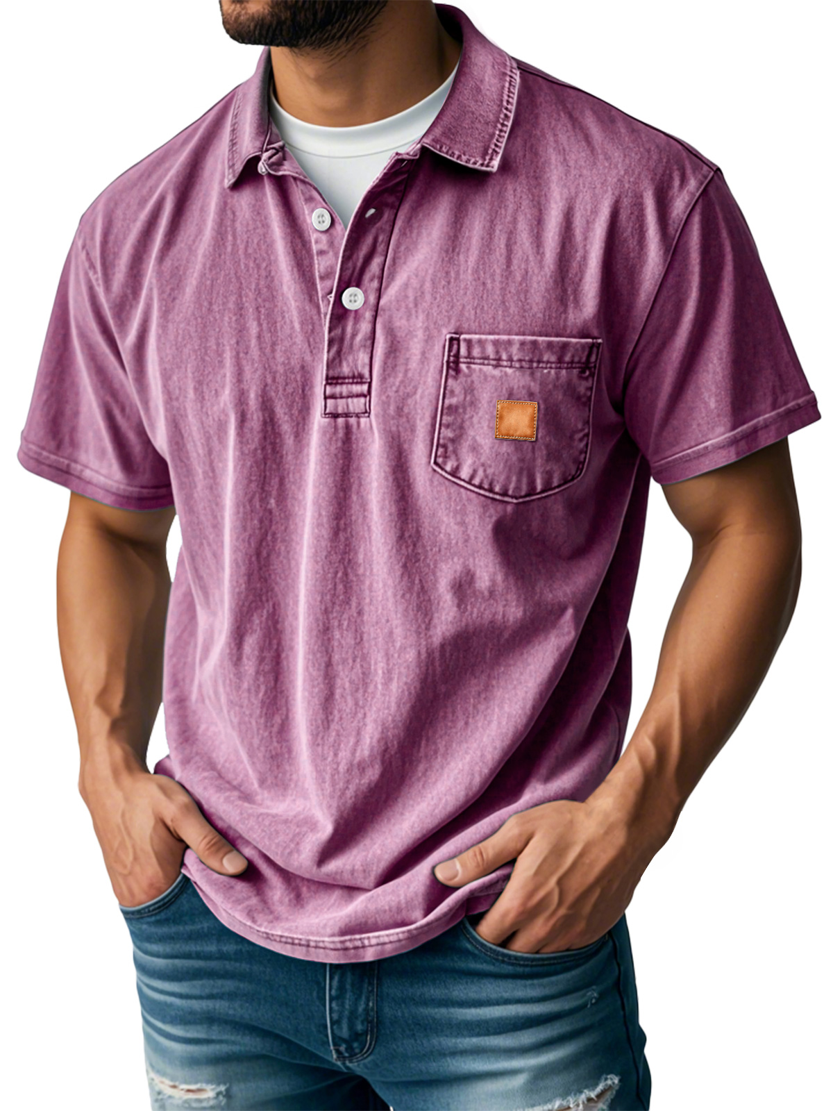 Men's Retro Lapel Pocket Casual Short Sleeve POLO Shirt