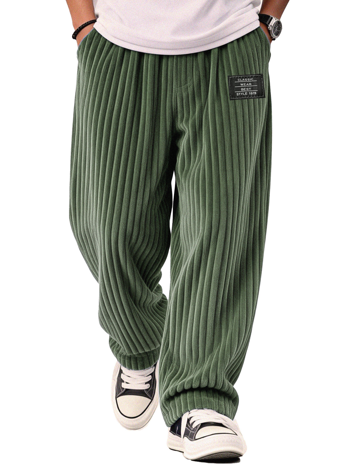 Stylish Casual Loose Corduroy Fabric Pocket Tether Pants