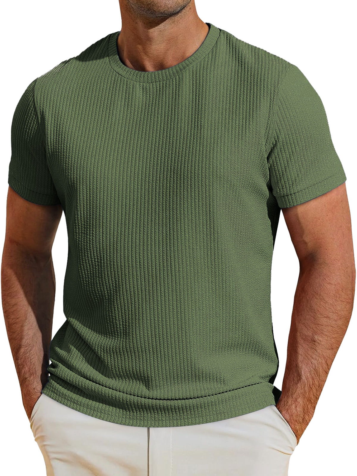 Men's Daily Round Neck Casual Solid Color Short-sleeved T-shirt