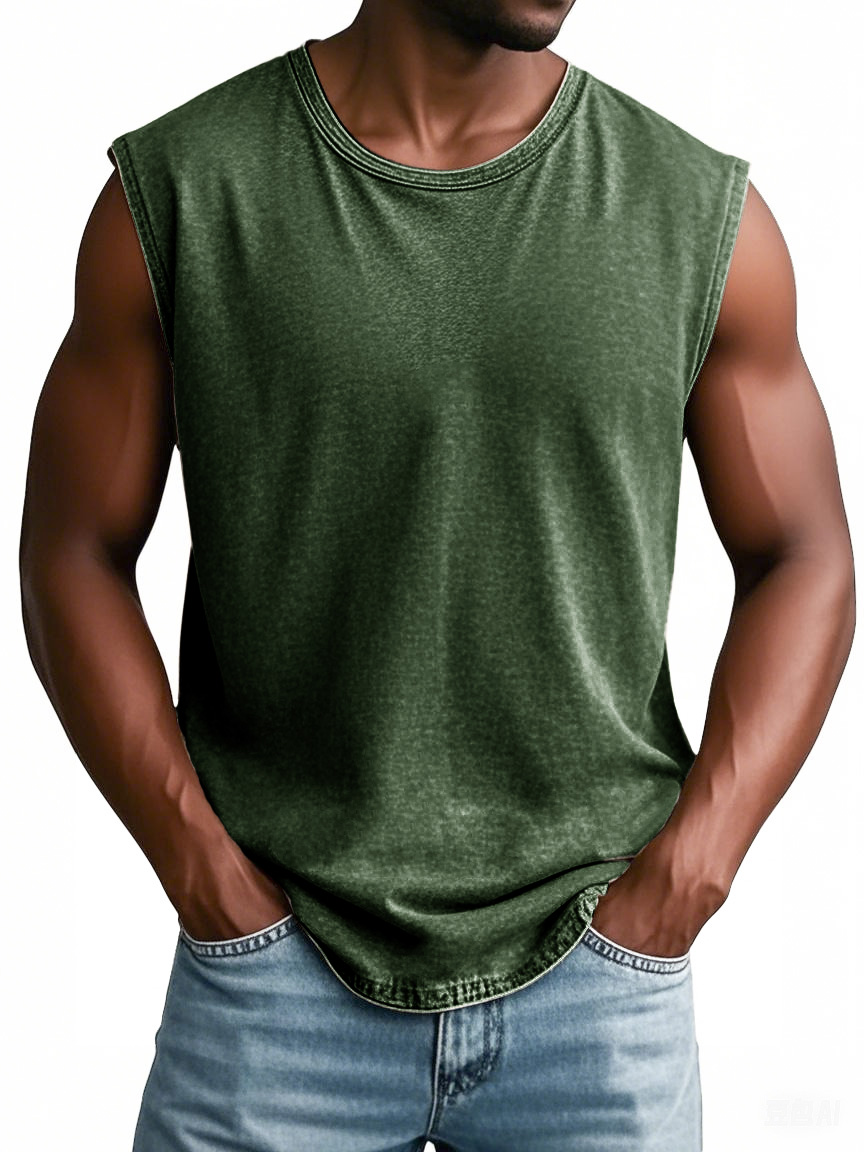 Men's Fashion Retro Round Neck Sleeveless T-shirt
