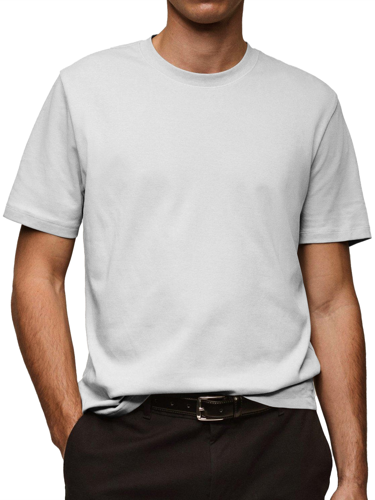 Men's Daily Pure Cotton Round Neck Casual Solid Color Short-sleeved T-shirt
