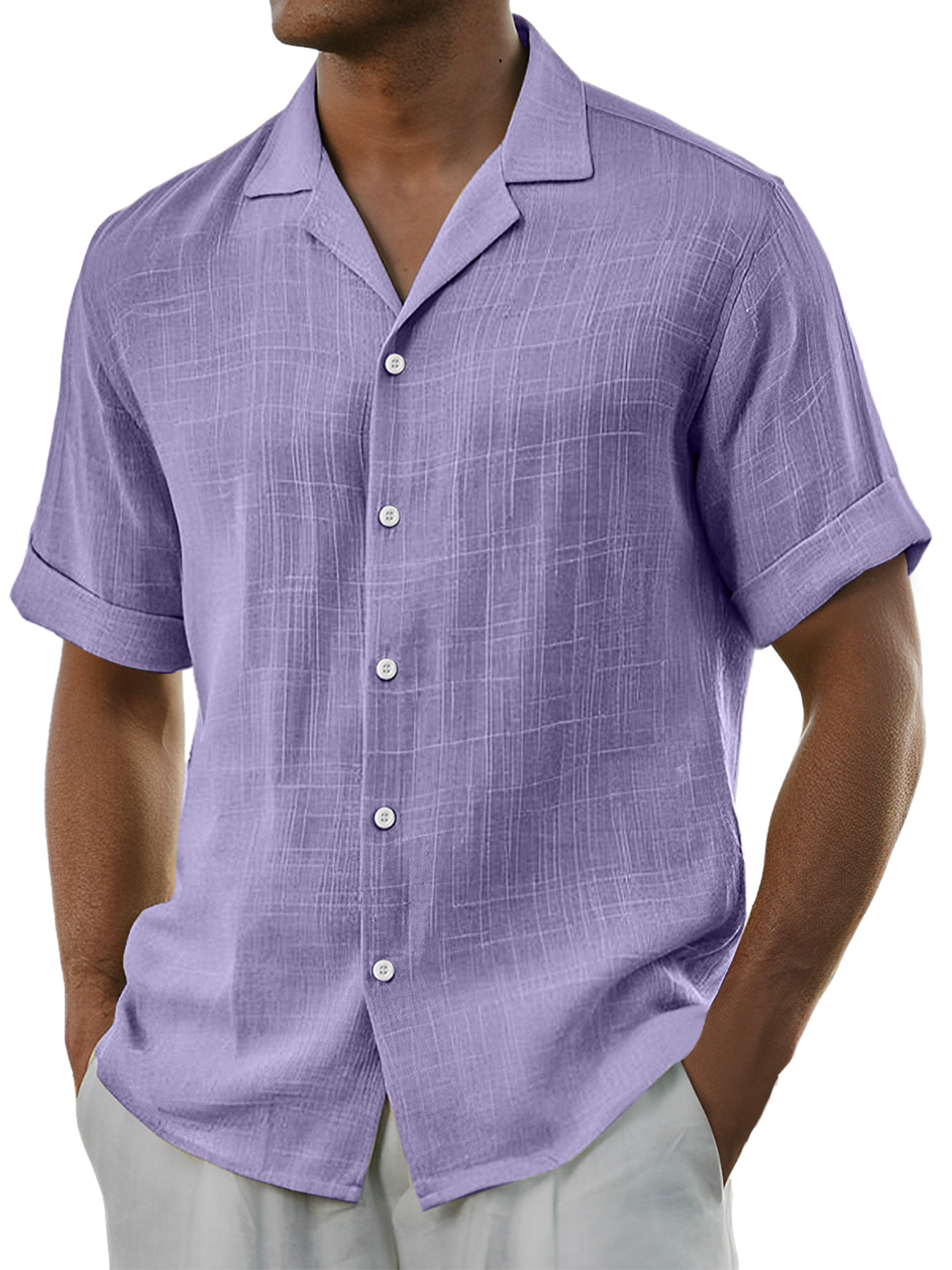 Men's Daily Cotton And Linen Comfortable Casual Short-sleeved Shirt