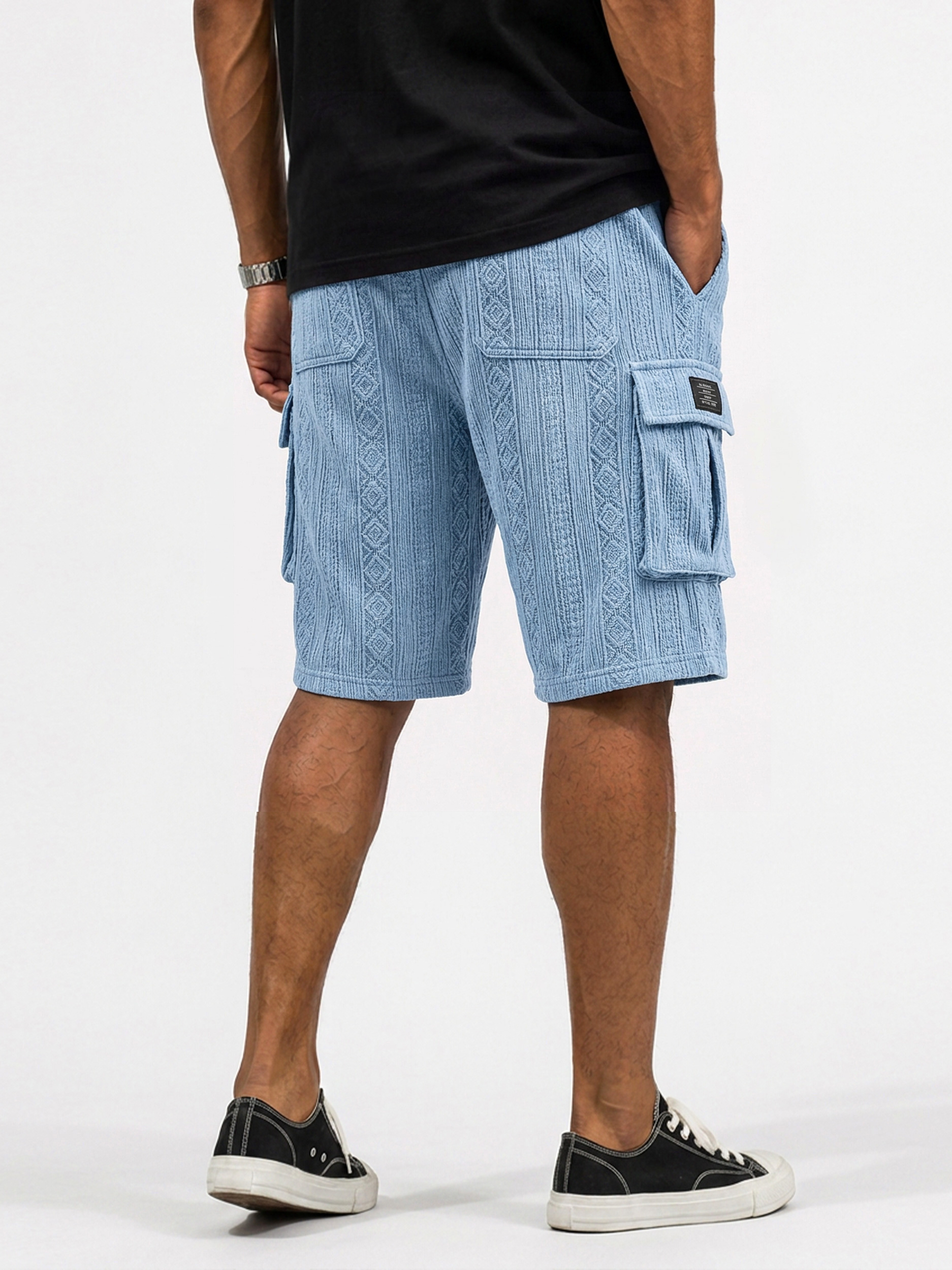 Men's Jacquard-Texture Multi-Pocket Casual Cargo Shorts