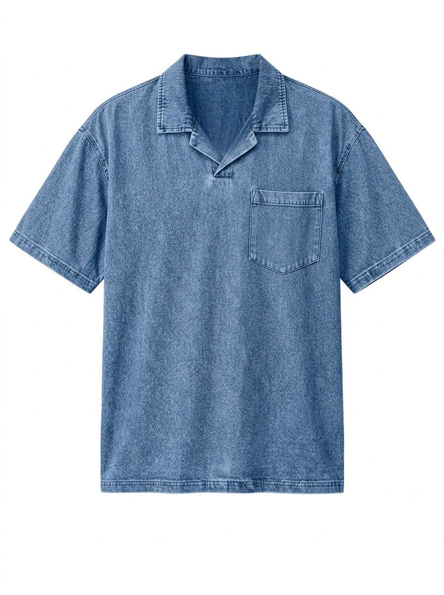Men's Retro Collared Pocket Casual Short-Sleeve Polo Shirt