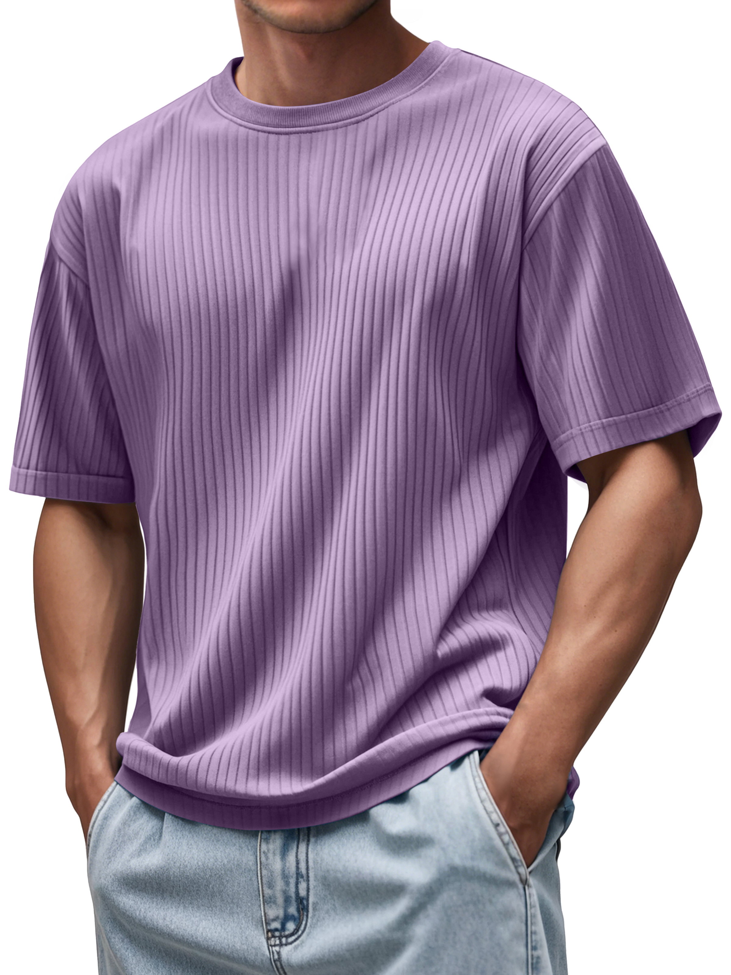 Men's Daily Round Neck Pitted Texture Casual Short-sleeved T-shirt