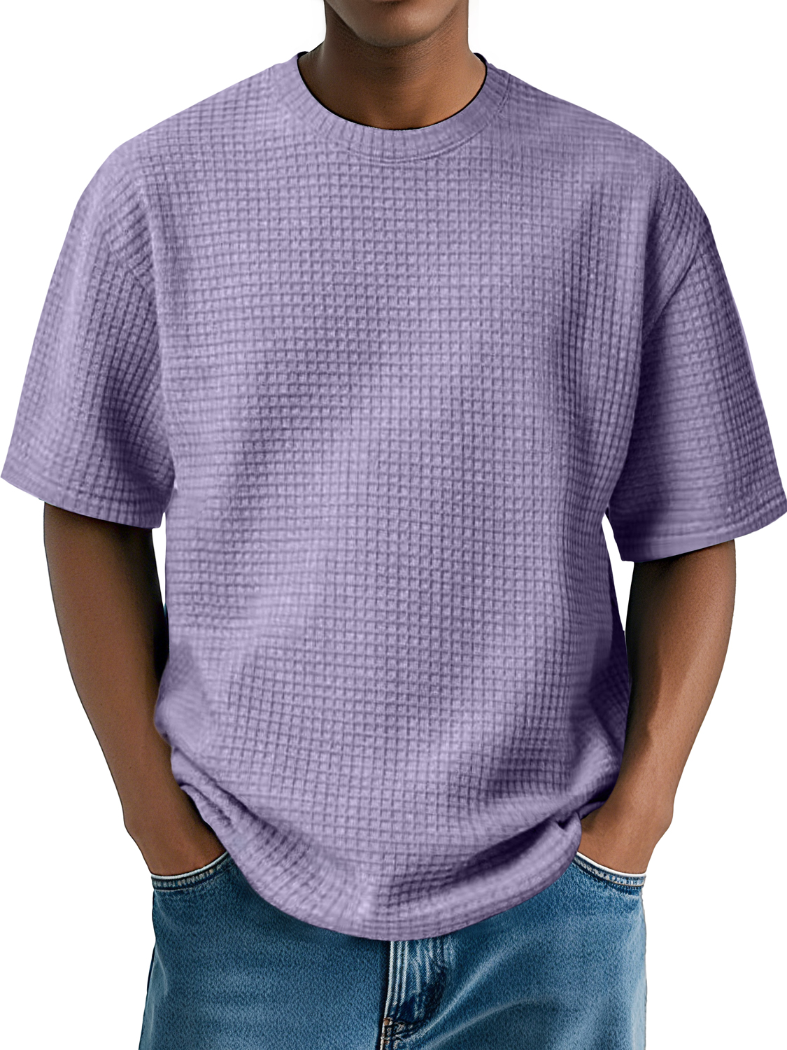 Men's Daily Round Neck Waffle Casual Comfort Short Sleeve T-Shirt
