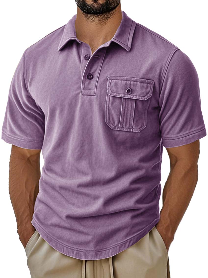 Men's Retro Fashion Workwear Lapel Short-sleeved Polo Shirt