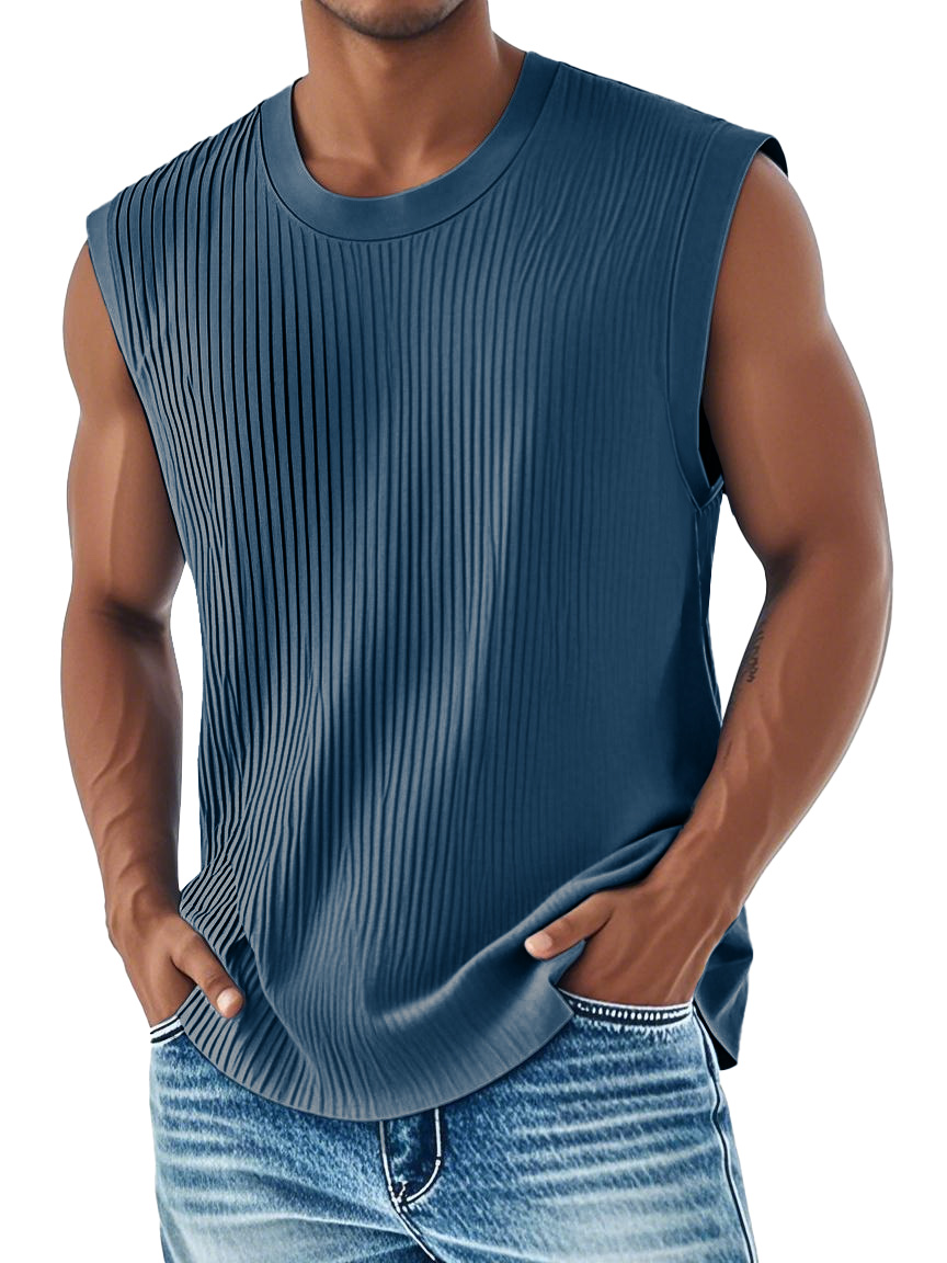 Men's Fashion Casual Comfortable Ribbed Fabric Sleeveless T-shirt