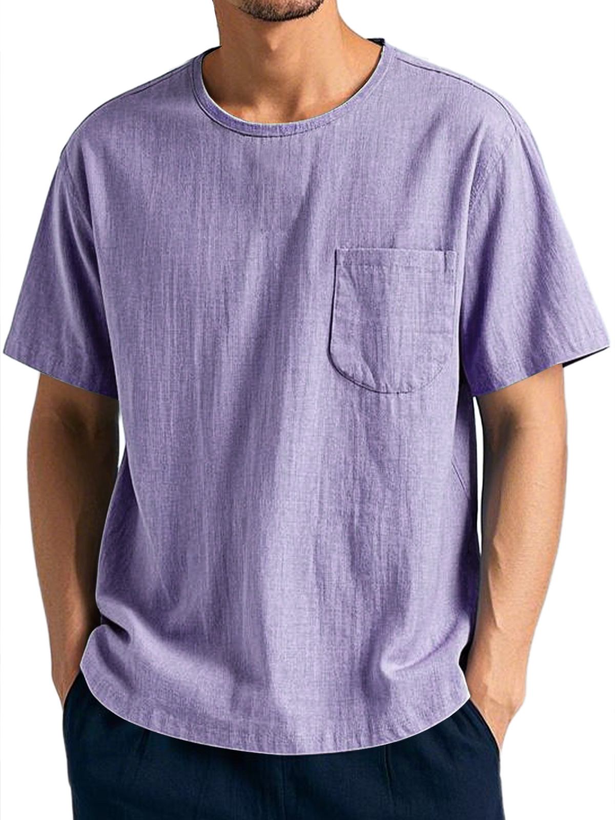 Men's Everyday Casual Round Neck Pocket Comfort Short Sleeve T-Shirt