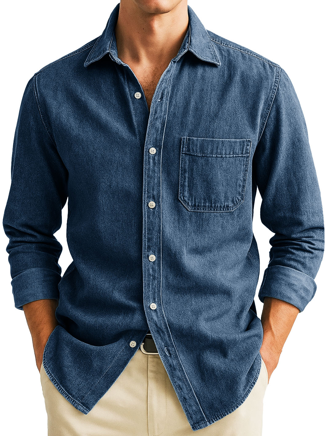 Men's Stylish Casual Retro Outdoor Pocket Long-sleeved Lapel Polo Shirt