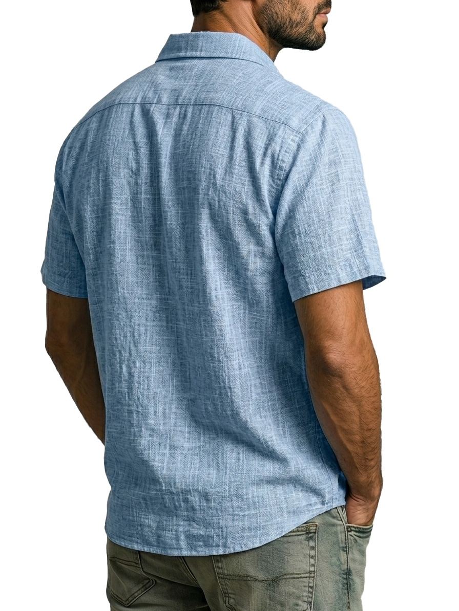 Men's Casual Linen Collared Comfortable Short-Sleeve Shirt