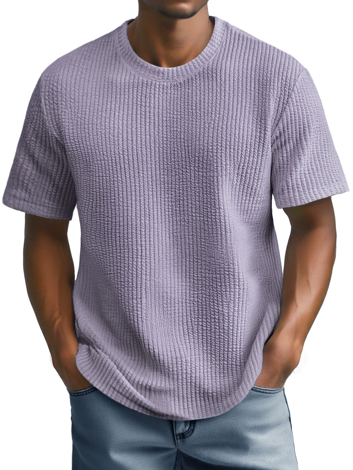Men's Daily Round Neck Casual Texture Short-sleeved T-shirt