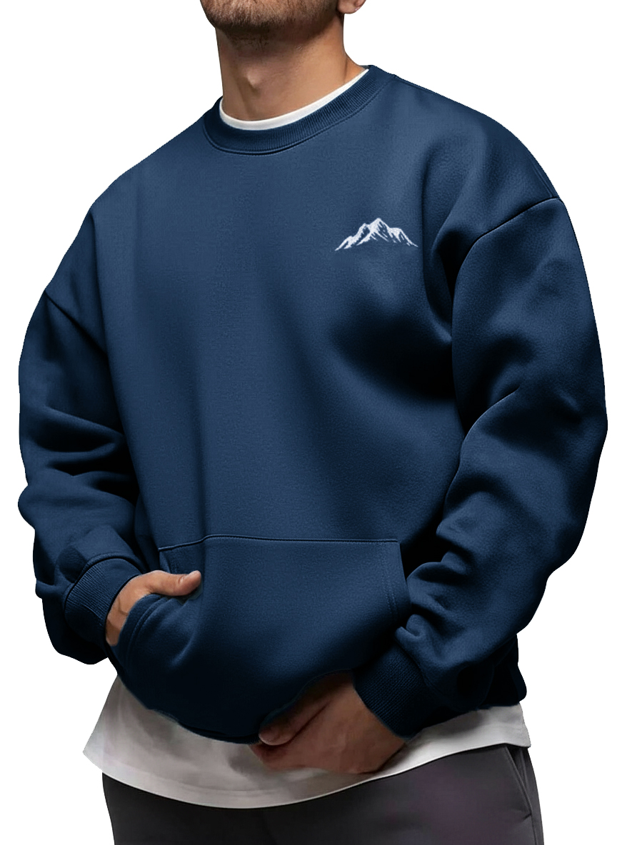 Men's Fashion Casual Printed Crew Neck Long-Sleeve Sweatshirt