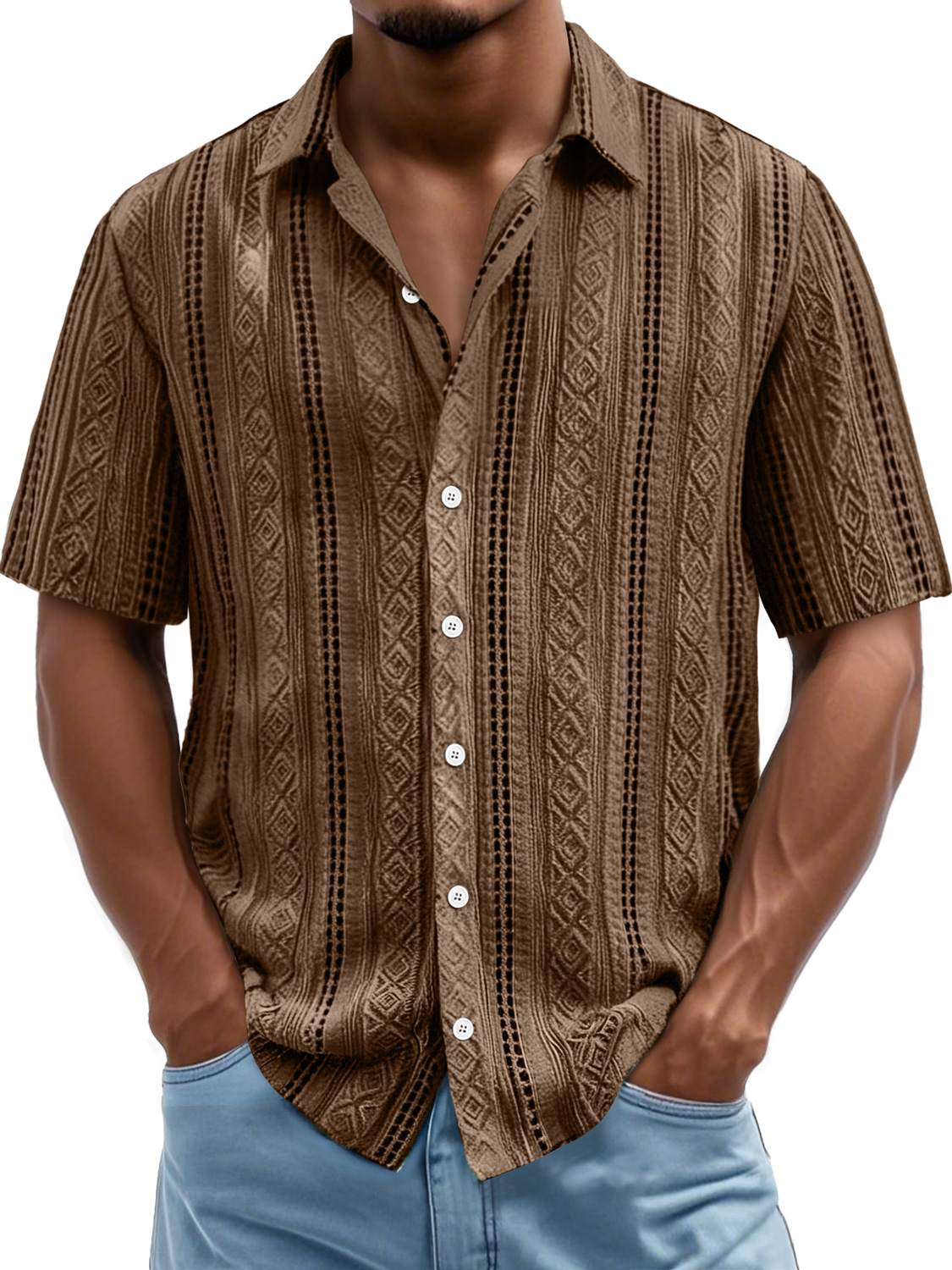 Men's Daily Simple Texture Casual Short-sleeved Shirt