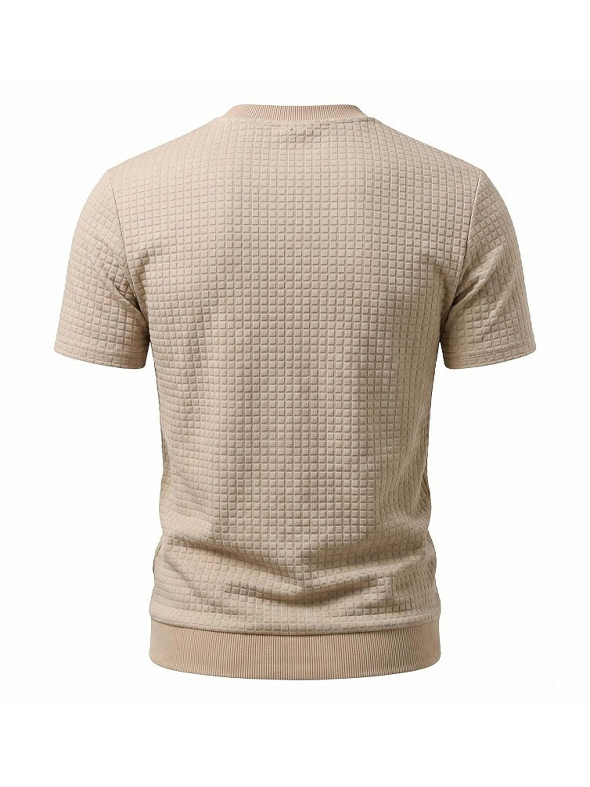 Men's Casual Waffle Knit Crew Neck Comfortable Short Sleeve T-Shirt