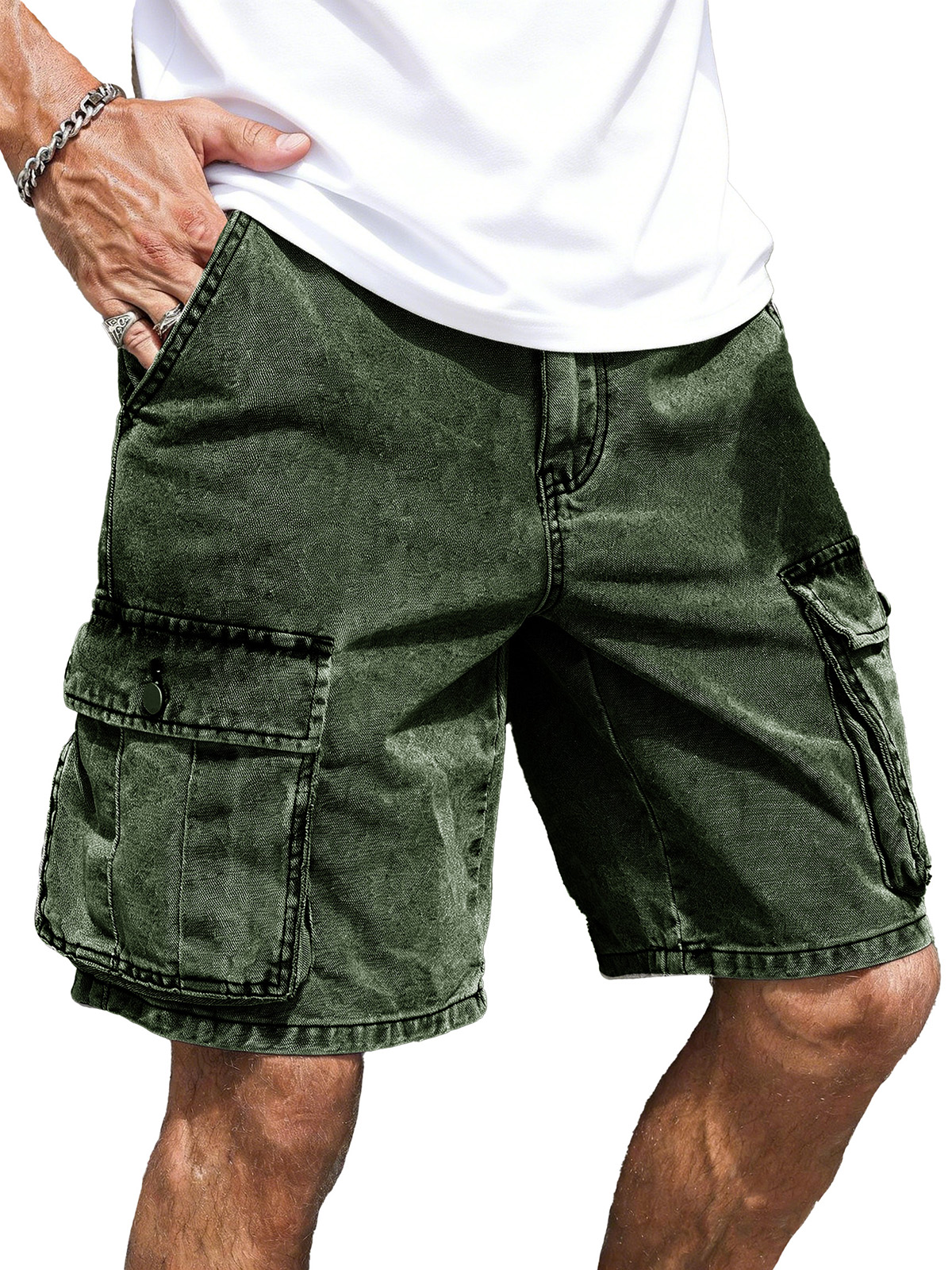 Men's Fashion Retro Loose Multi-Pocket Cargo Shorts