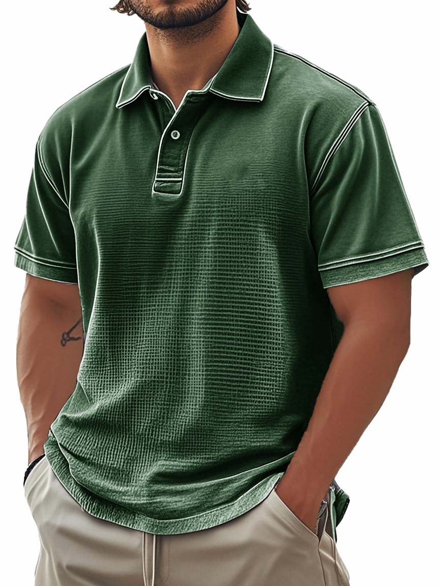 Men's Retro Fashion Workwear Lapel Short-sleeved Polo Shirt