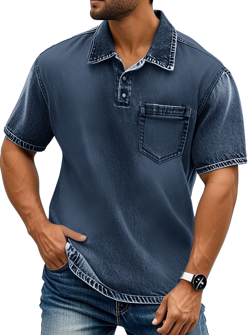 Men's Fashion Retro Lapel Cotton Short-sleeved Polo Shirt