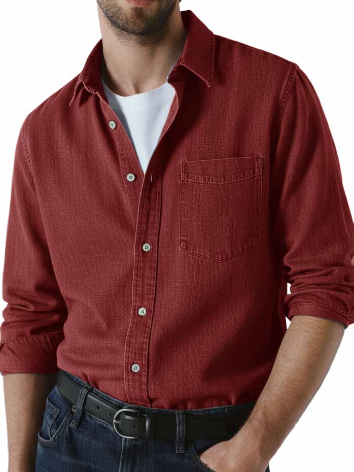 Men's Stylish Vintage Distressed Cotton Lapel Pocket Shirt