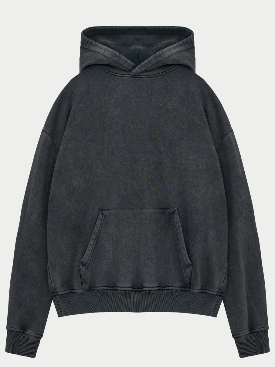 Men's Vintage Washed Distressed Basic Hooded Sweatshirt