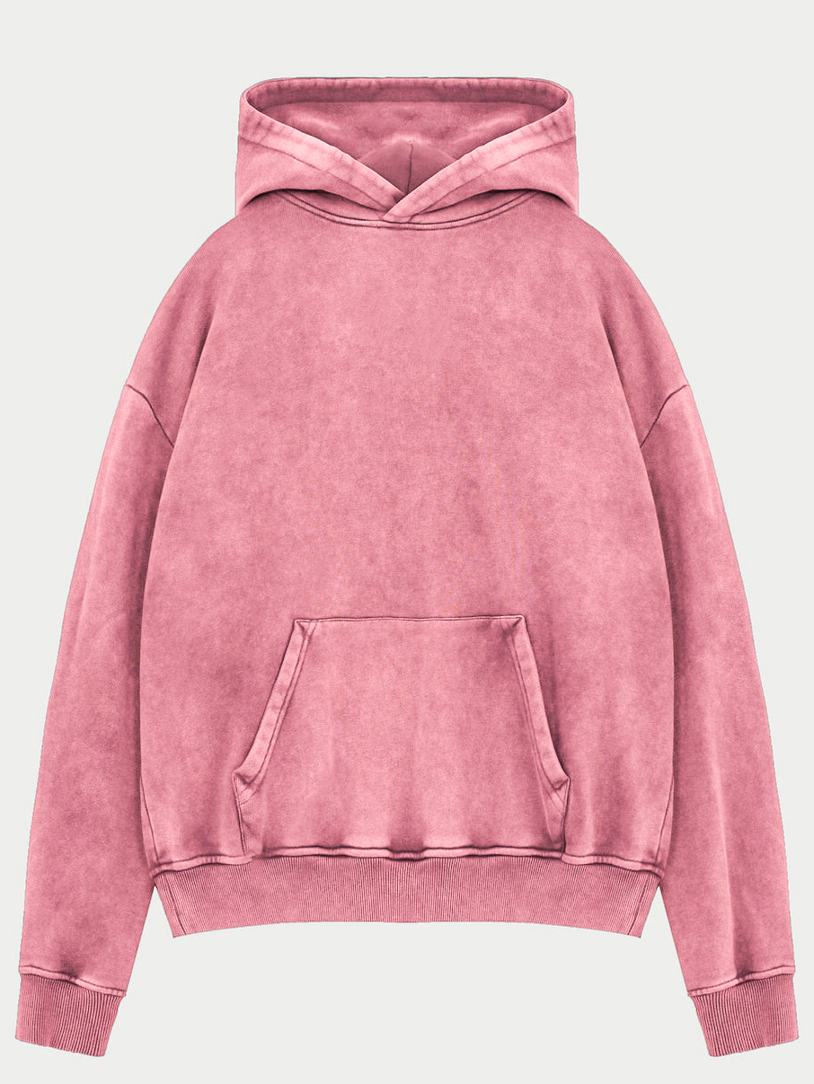 Men's Vintage Washed Distressed Basic Hooded Sweatshirt