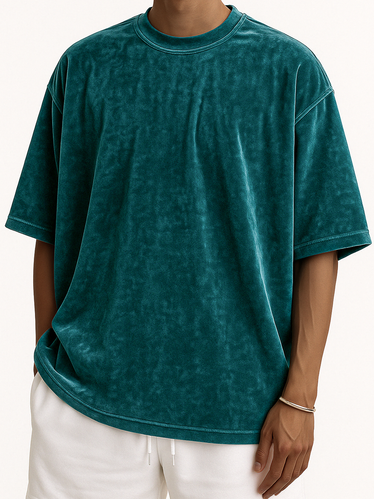 Men's Soft and Loose Velvet Stylish Textured Everyday Casual Short Sleeve T-Shirt