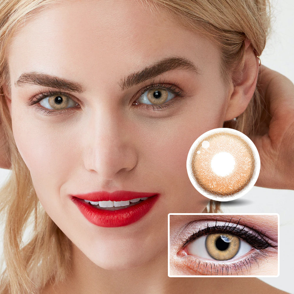Eylumi Russian Girl Brown Colored Contact Lenses - Natural Brown Eye Effect | 1-Year Reusable