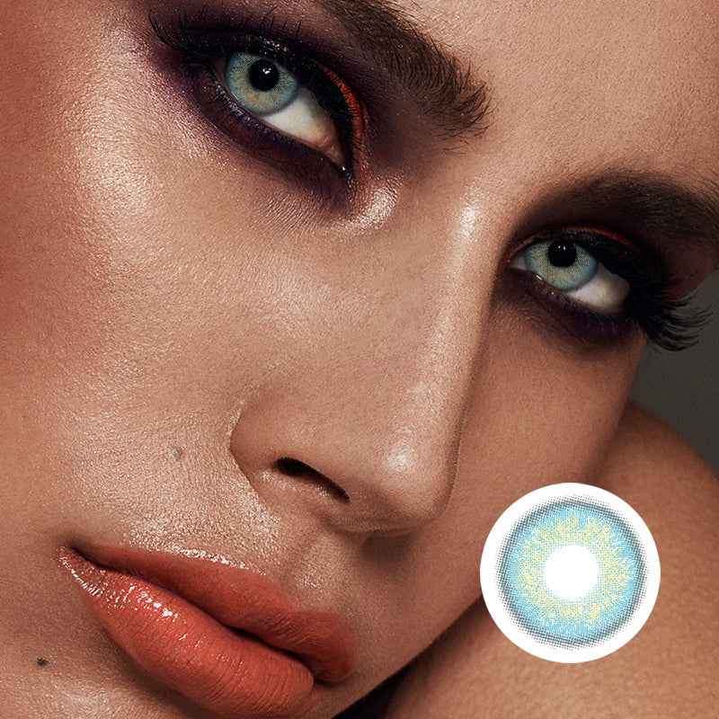 Eylumi Russian Girl Blue Colored Contact Lenses - Natural Blue Eye Effect | 1-Year Reusable