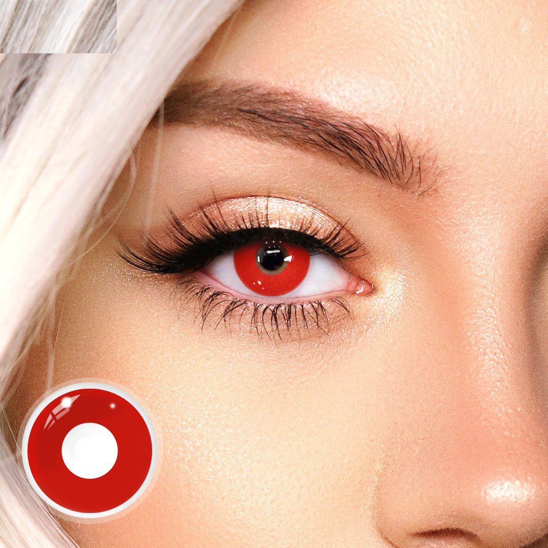 Eylumi Pure Red Colored Contact Lenses - Bold Cosplay Effect | 1-Day Daily Disposable