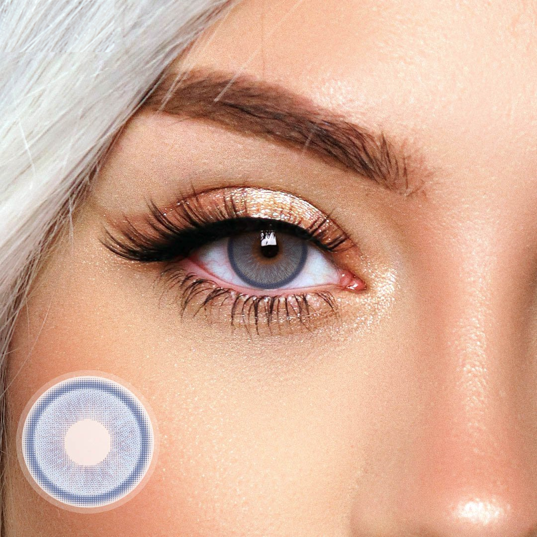 Eylumi Hazy Moon Blue Colored Contact Lenses - Natural Blue Eye Effect | 1-Year Reusable