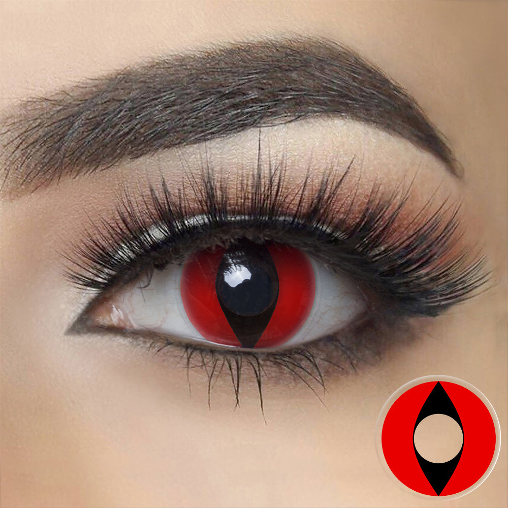 Eylumi Red Cat Eye Halloween Contacts Colored Contact Lenses - Bold Cosplay Effect | 1-Year Reusable