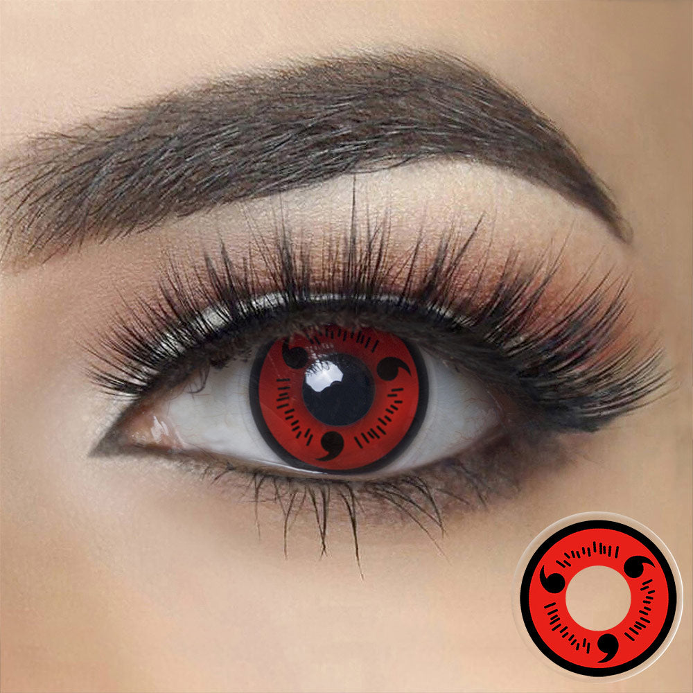 Eylumi Naruto Sasuke Red Sharingan Cosplay Contacts Colored Contact Lenses - Bold Cosplay Effect | 1-Year Reusable