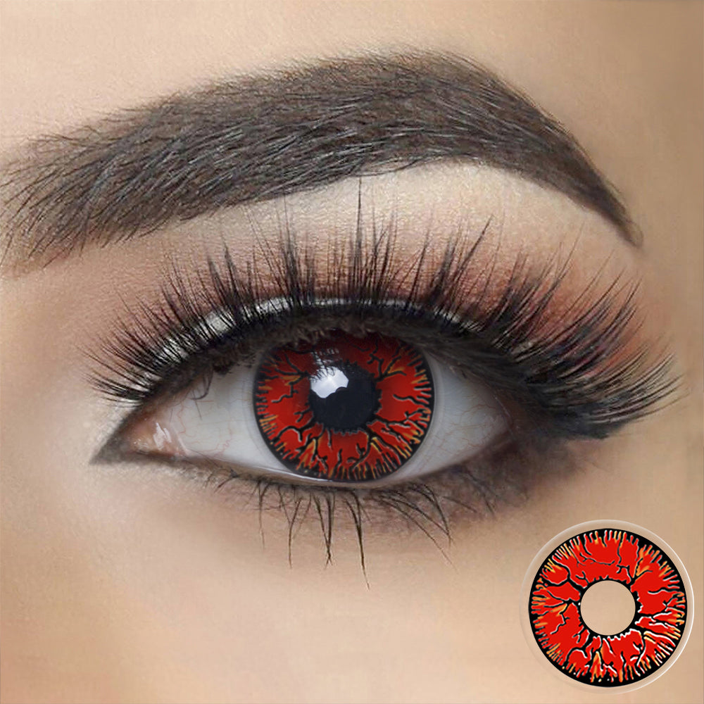 Eylumi Red Crack Halloween Contacts Colored Contact Lenses - Bold Cosplay Effect | 1-Year Reusable