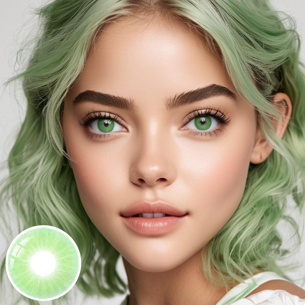 Eylumi Hidrocor Emerald Green Colored Contact Lenses - Natural Green Eye Effect | 1-Year Reusable