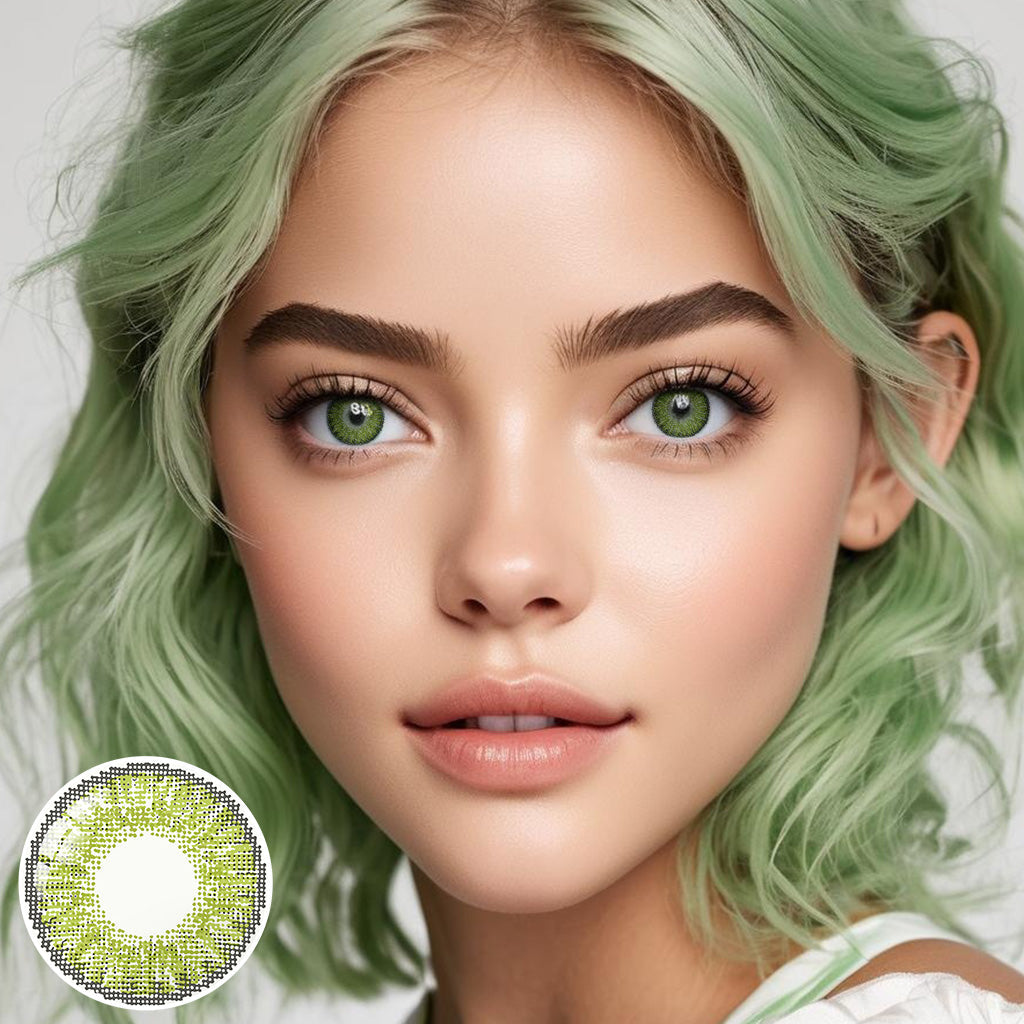 Eylumi 3 Tone Gemstone Green Colored Contact Lenses - Natural Green Eye Effect | 1-Year Reusable